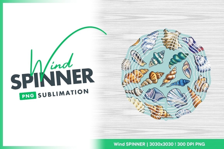Colorful Hand Drawn Seashells on Light Blue Wind Spinner