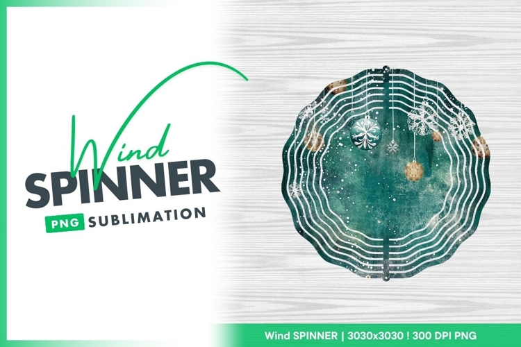 Christmas balls and snowflakes on grunge wind spinner example image 1