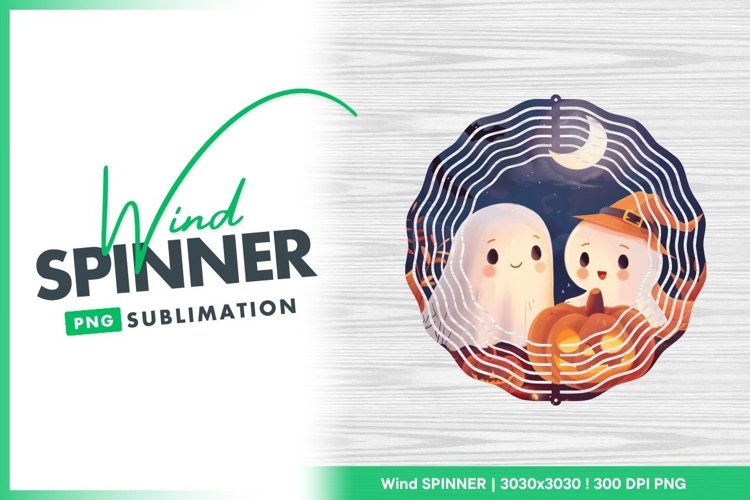Cute Halloween Illustration with Ghosts Wind Spinner