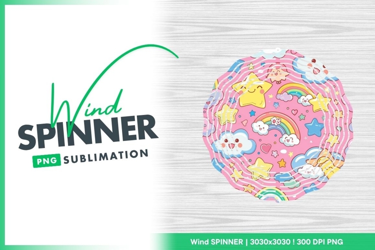 Cute Cartoon Clouds Stars Rainbows and Wind Spinner