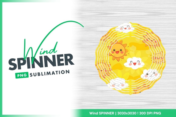 Smiling Sun and Cloud Pattern on Yellow Wind Spinner
