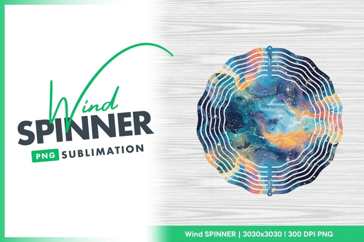 Abstract Cosmic Illustration with Blue Orange Wind Spinner