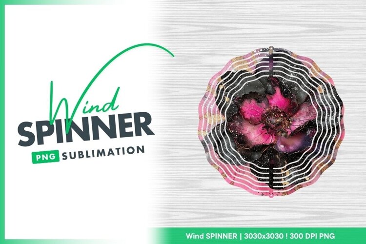 Artistic flower design with pink and black wind spinner example image 1