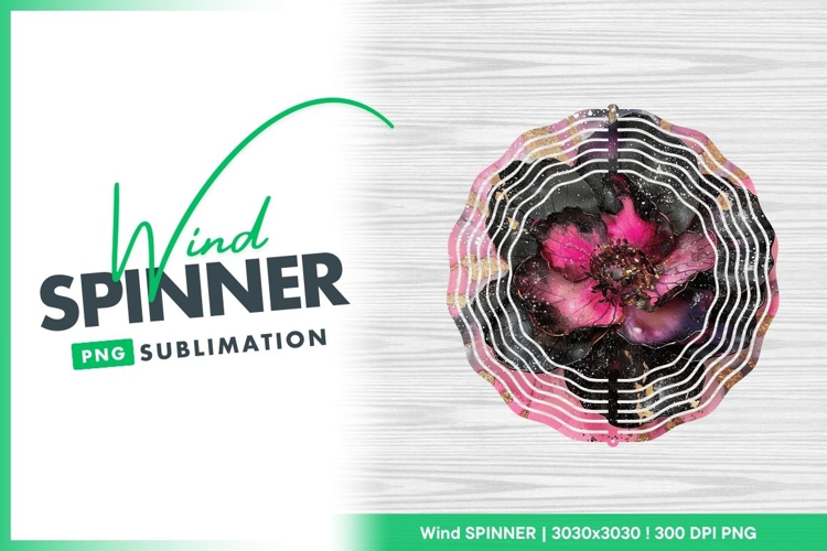 Artistic flower design with pink and black wind spinner