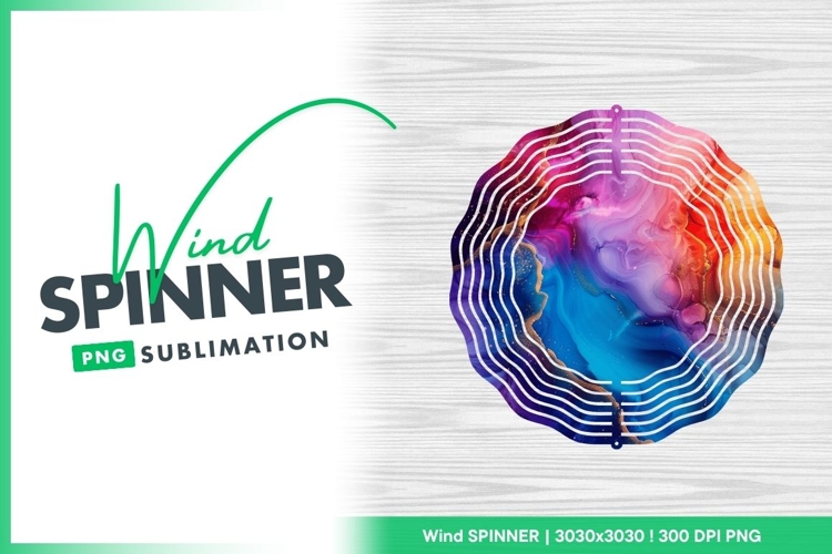 Abstract colorful ink wind spinner round png