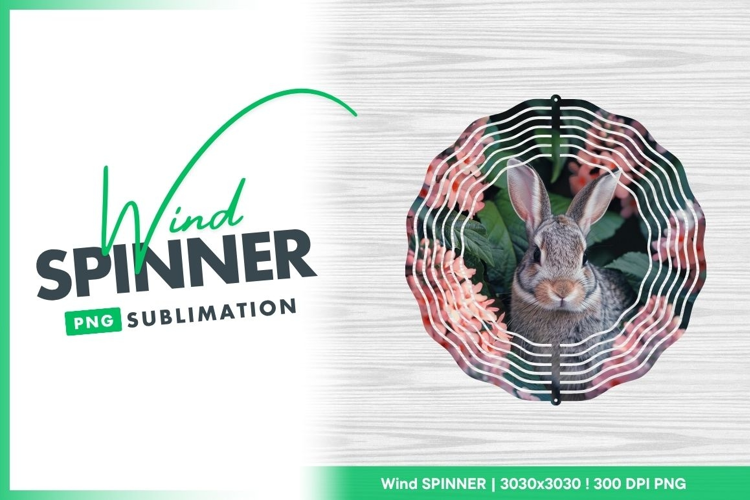 Adorable Rabbit Surrounded by Pink Flowers Wind Spinner
