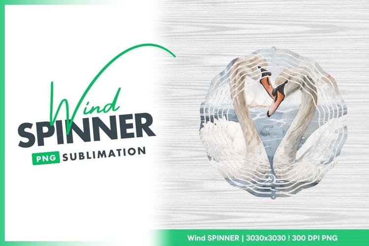 Watercolor Painting of Two Swans Forming a Wind Spinner