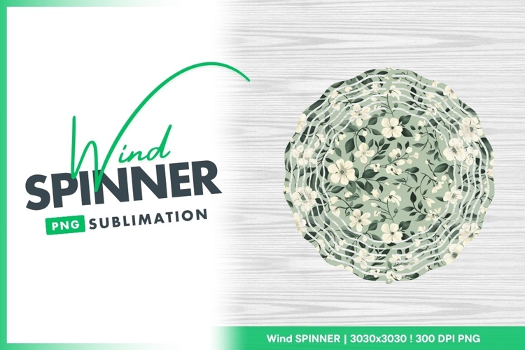 Floral Pattern with White Flowers and Dark Wind Spinner