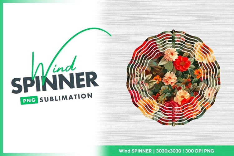 Floral Pattern with Red Orange and Cream Wind Spinner