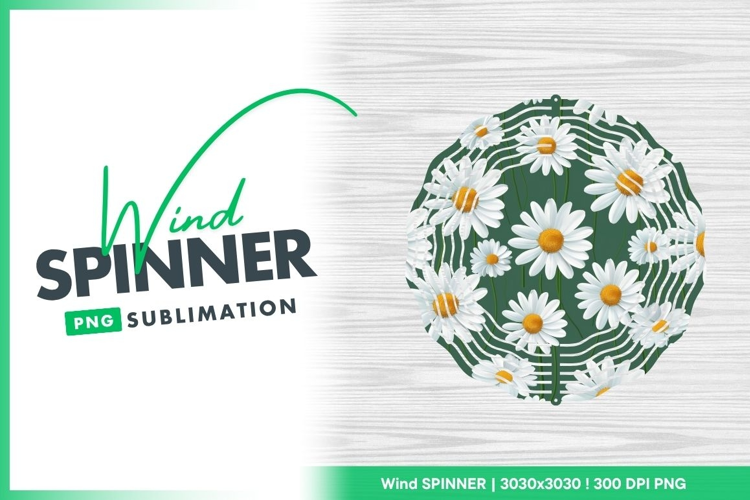 White Daisy Flowers with Yellow Centers on Wind Spinner