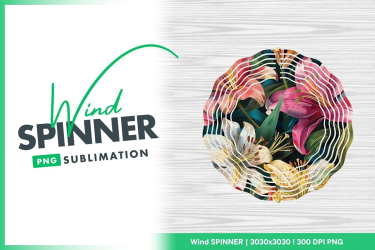 Colorful Lily Flower Pattern with Green Leaves Wind Spinner
