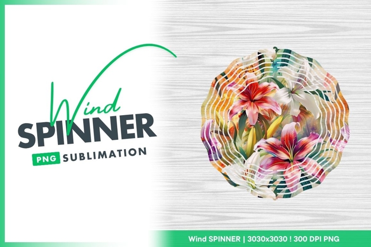 Colorful Lily Flowers Floral Pattern with Red Wind Spinner