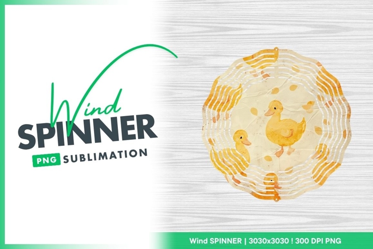 Watercolor Illustration of Yellow Ducks and Wind Spinner