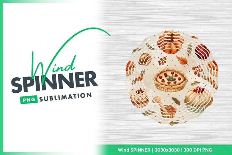 Watercolor Autumn Harvest Pattern with Wind Spinner