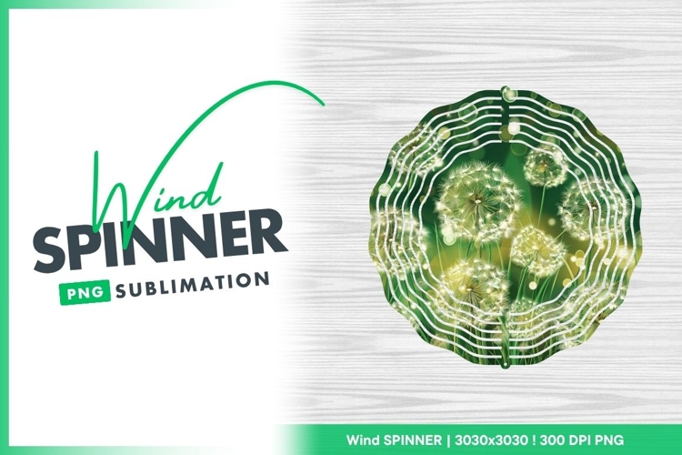 Dandelion Seed Heads with Green Background Wind Spinner