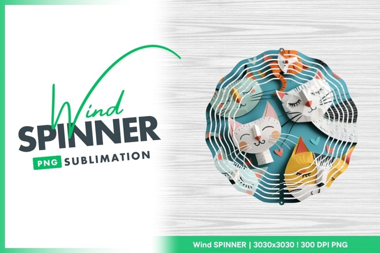 Paper Cutout Cats with Closed Eyes and Wind Spinner