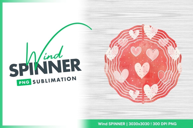 Red Heart Pattern with White Outlines and Wind Spinner