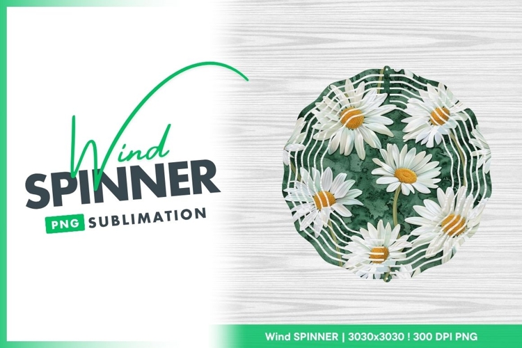Daisy Flowers with White Petals and Yellow Wind Spinner