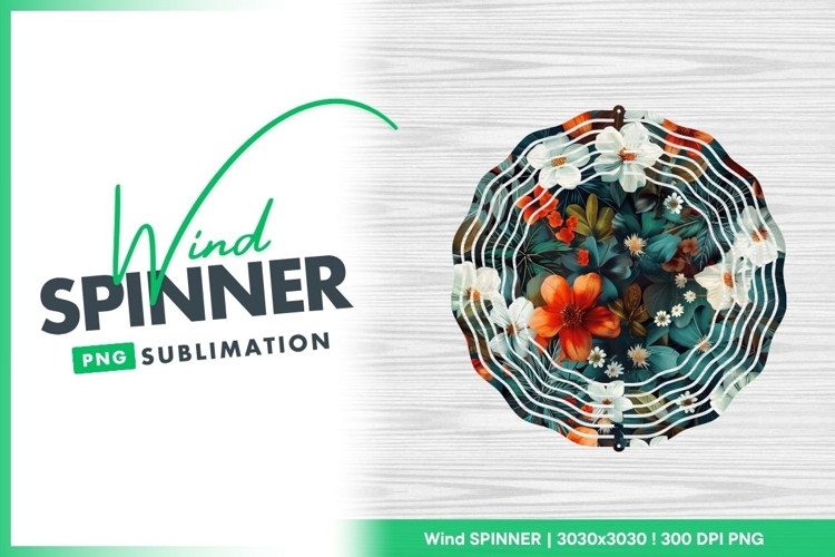 Floral Pattern with Orange White and Teal Wind Spinner
