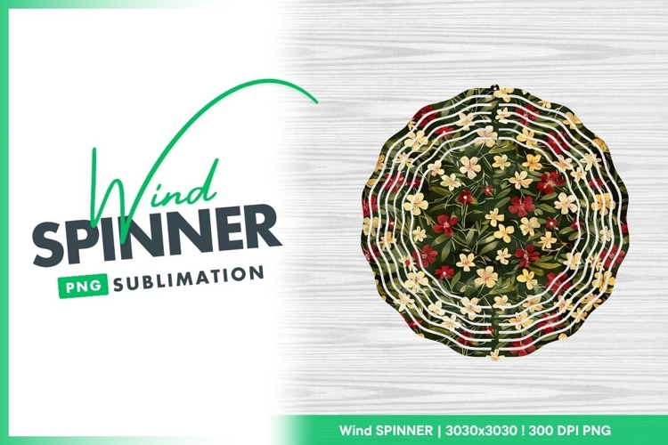 Floral Pattern with Red Yellow and White Wind Spinner