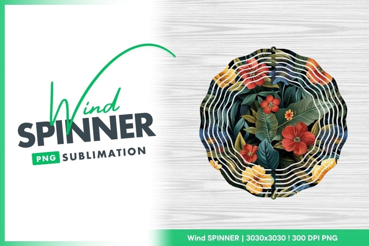 Tropical Floral Pattern with Colorful Flowers Wind Spinner