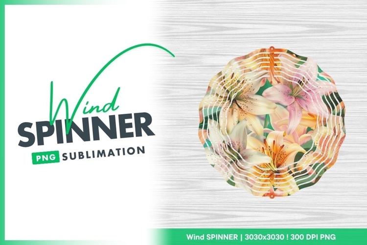Floral Pattern of Lilies in Peach Pink and Wind Spinner