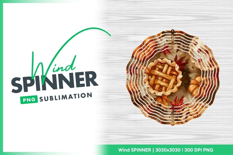 Autumnal Pies Pumpkins and Leaves Illustration Wind Spinner