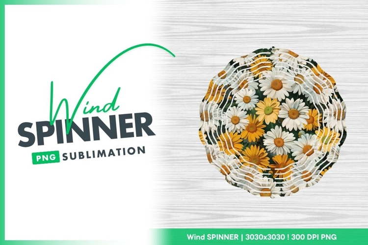 Daisy Field Illustration White and Yellow Wind Spinner