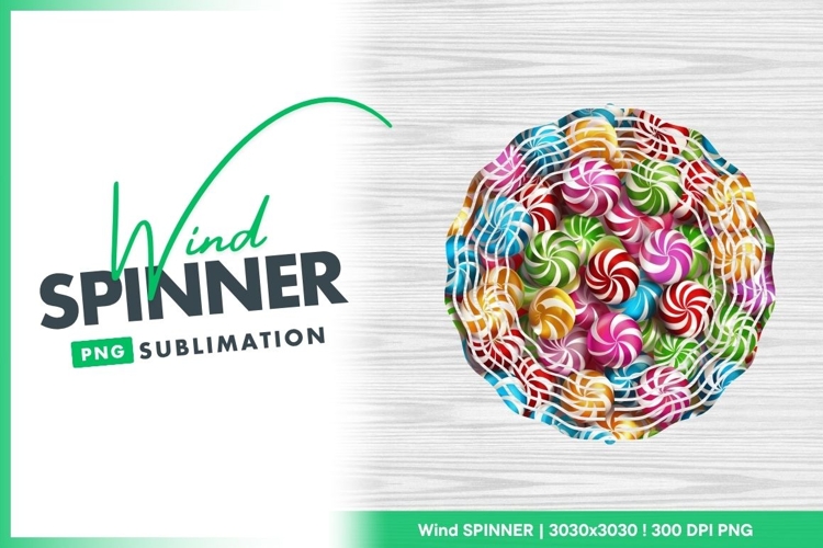 Colorful Swirl Candy Pile with Red Green Blue Wind Spinner
