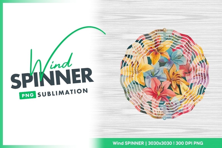 Colorful Lily Flower Pattern with Yellow Pink Wind Spinner