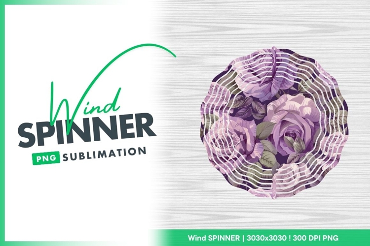 Purple Rose Floral Pattern with Green Wind Spinner