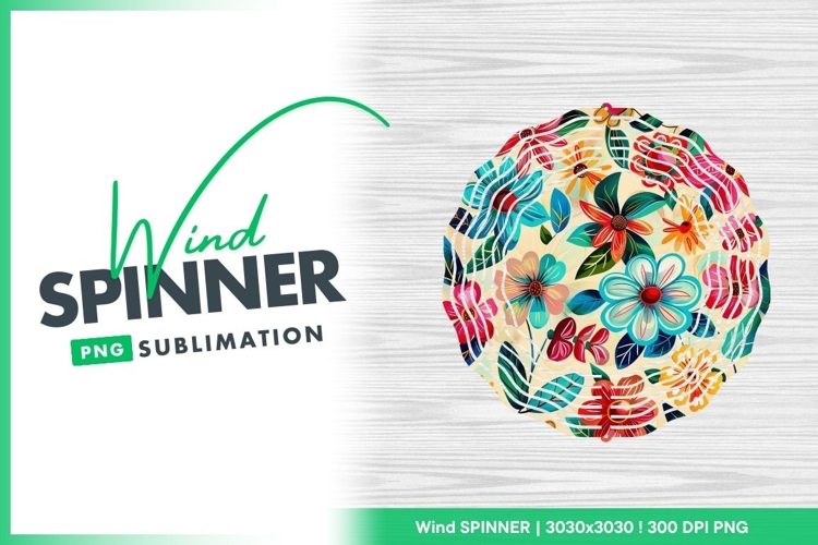 Whimsical Floral Landscape Illustration with Wind Spinner