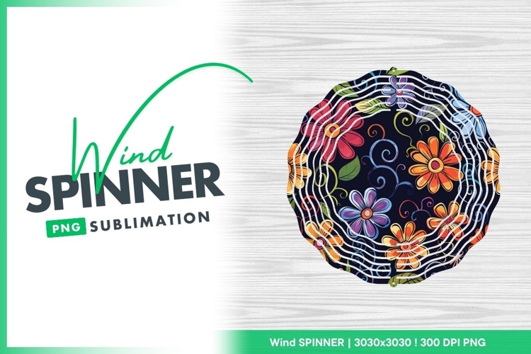 Colorful Floral Pattern with Swirls and Leaves Wind Spinner