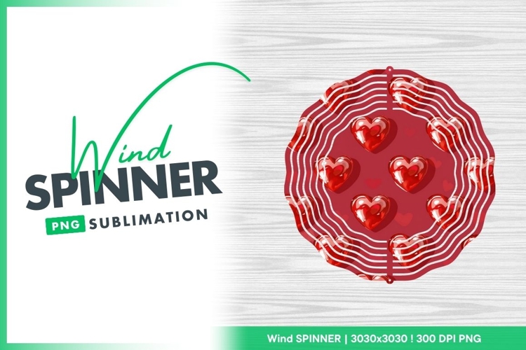 Repeating Pattern of Shiny Red Hearts on a Wind Spinner