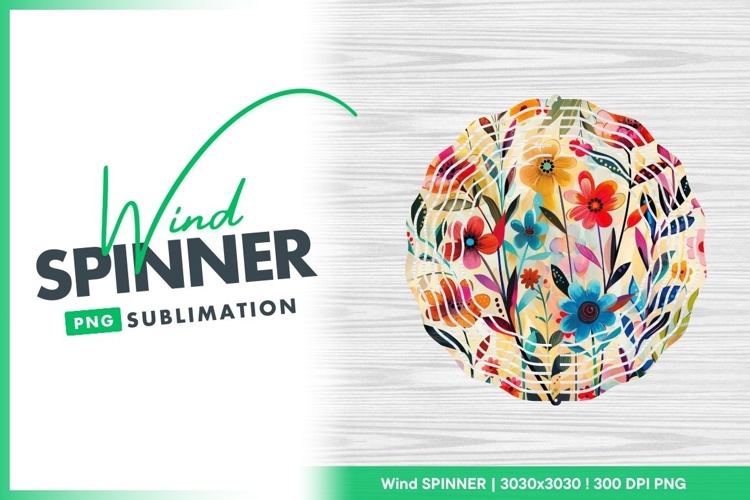 Colorful Floral Illustration with Bright Wind Spinner