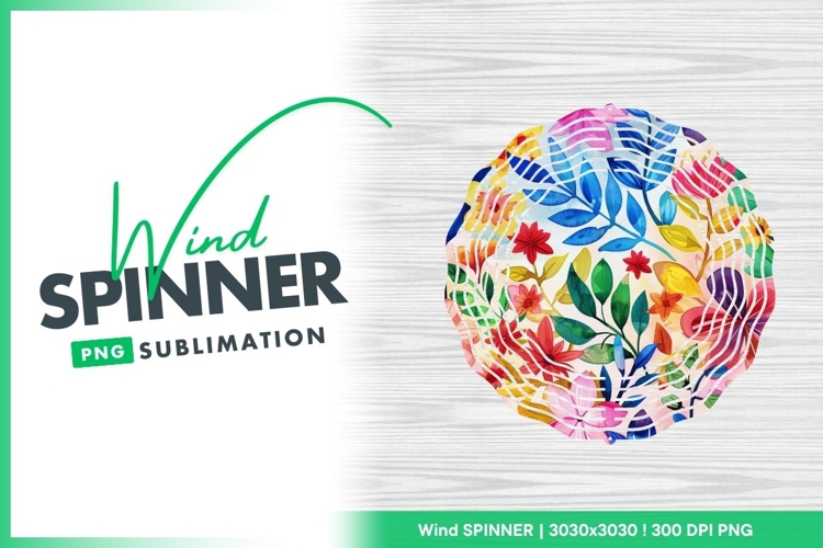 Watercolor Floral Pattern with Colorful Flowers Wind Spinner