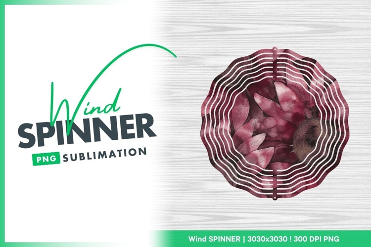 Watercolor Floral Pattern Burgundy Flowers Wind Spinner