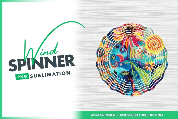 Colorful Abstract Floral Illustration with Wind Spinner