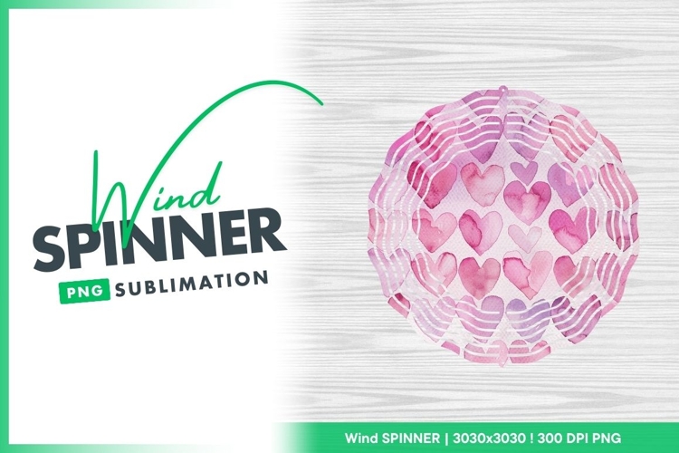 Watercolor hearts repeating pattern in pinks wind spinner