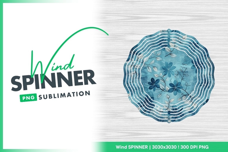 Blue floral pattern grunge background wind spinner