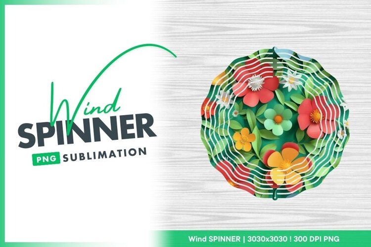 Colorful paper cut flowers and green leaves wind spinner example image 1
