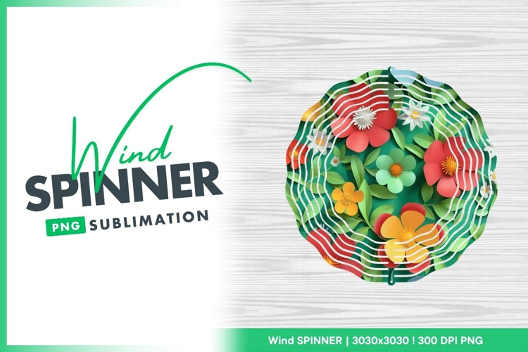 Colorful paper cut flowers and green leaves wind spinner