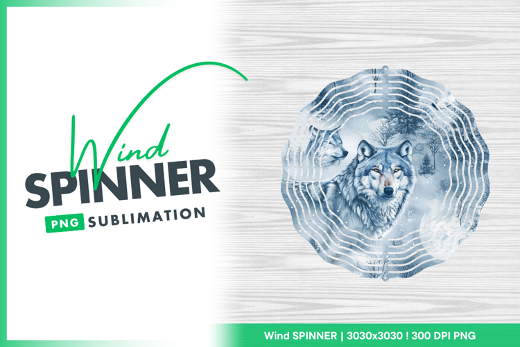 Winter wolves forest wind spinner round png