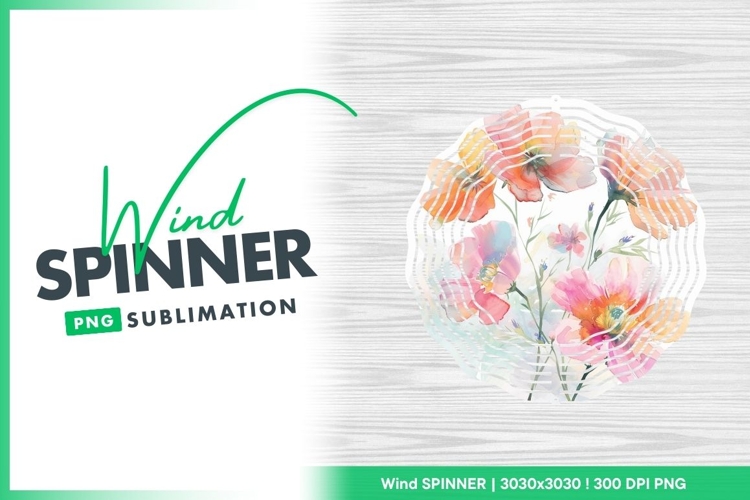 Watercolor illustration of pink and orange wind spinner