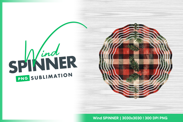 Red plaid with evergreen branches and berries Wind Spinner