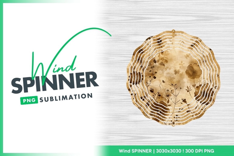 Vintage floral pattern with grunge texture wind spinner example image 1