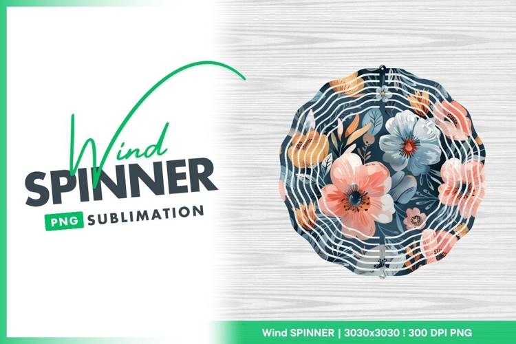 Watercolor flower pattern on dark Wind Spinner