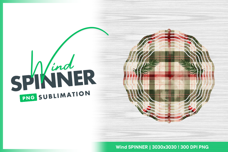 Plaid pine branch and berries pattern Wind Spinner