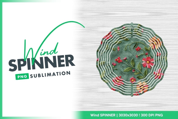 Floral pattern with textured green wind spinner