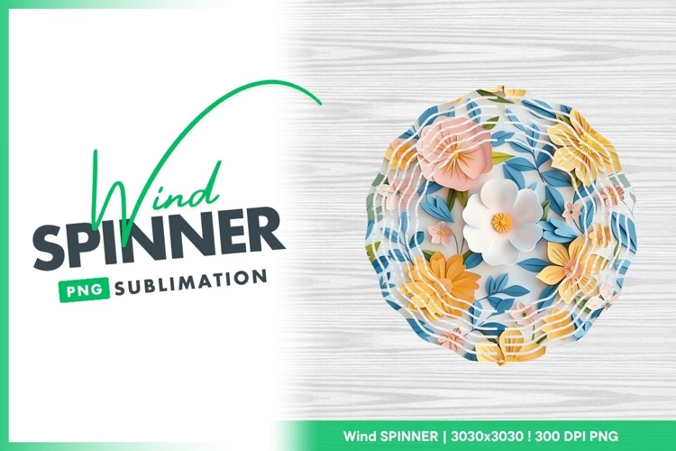 Paper flowers and leaves illustration wind spinner